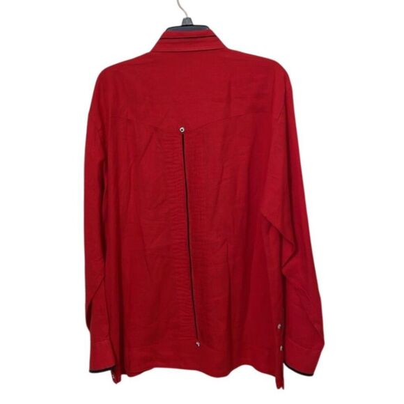 Mojito Collection Red Linen Guayabera Button Up Shirt Mens Size Extra Large - Picture 4 of 12